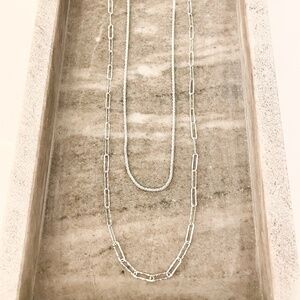 925 Sterling Silver Sequin Shiny Necklace Paperclip Chain Link Necklace